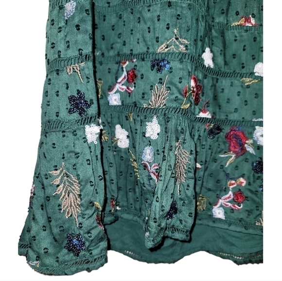 Tularosa Lindsay Emerald Green Eyelet Sequin Mini Dress XXS Embroidered Floral - Picture 5 of 9